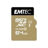 MicroSDXC 64Go EMTEC + adaptateur CL10 Gold UHS-I 45MB/s Blister