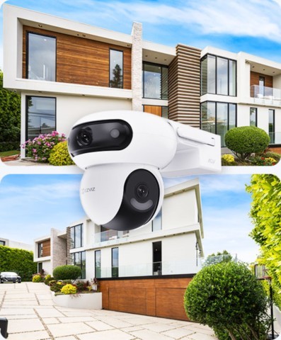 EZVIZ Camera Wifi Extérieure HB90 + Panneau solaire-Caméra motorisée 360° en 2K/Vision nocturne couleur/Détection forme humaine/Défense active lumière et sirène