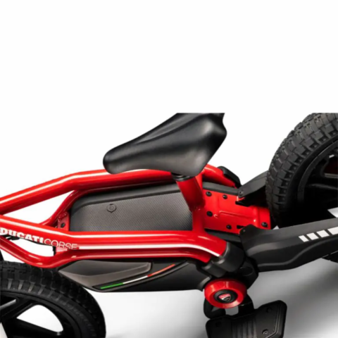 Mini moto elec DUCATI enfant / moteur 250W Pneu 16'' / 16kmh max 15.5kg Batt 21.6V/5.2Ah 112W Ecran Clignotant Charge max 45kg Frein Tambour