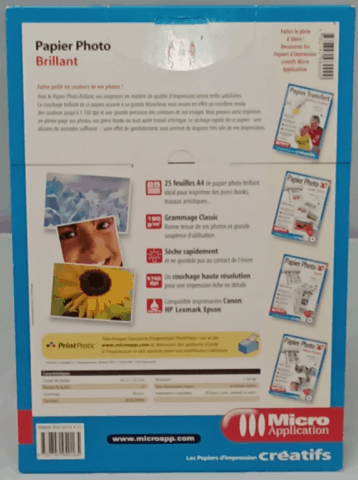Papier Photo Brillant A4 Micro Application 