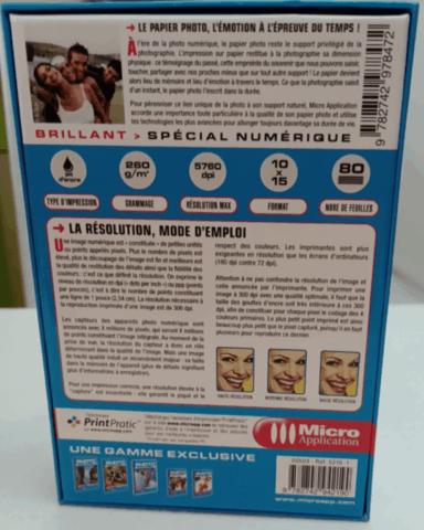PAPIER PHOTO BRILLANT 10x15 SPÉCIAL NUMÉRIQUE Micro Application 