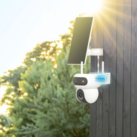 EZVIZ Camera Wifi Extérieure HB90 + Panneau solaire-Caméra motorisée 360° en 2K/Vision nocturne couleur/Détection forme humaine/Défense active lumière et sirène