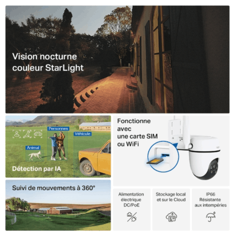 Tapo TC40GW - Caméra 4G LTE extérieure panoramique et inclinable